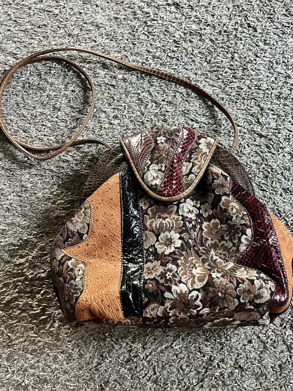 Vintage Magnum Crossbody Purse Mixed Media Patchwork Genuine Snakeskin Leather